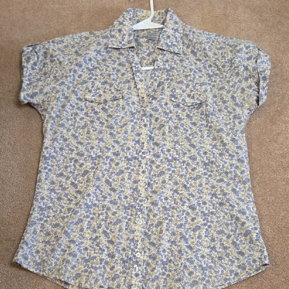 Carhartt Floral Button Down Shirt - Blue and Tan